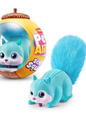 Pets alive Blue Squirrel Toy with Fluffy Tail